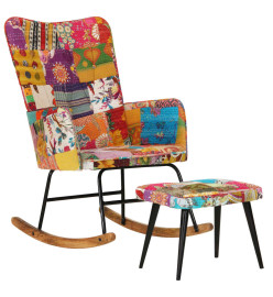 Chaise à bascule avec repose-pied Multicolore Toile patchwork