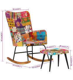 Chaise à bascule avec repose-pied Multicolore Toile patchwork