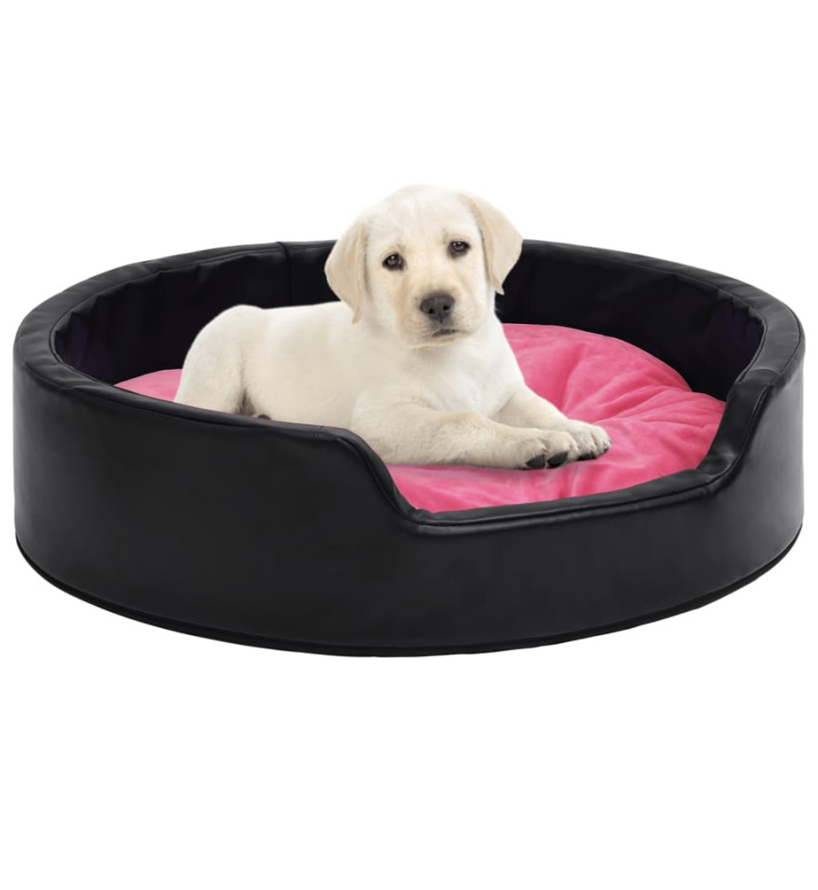 Lit pour chiens Noir et rose 69x59x19 cm Peluche et similicuir