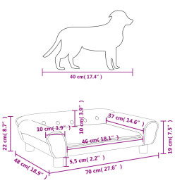 Lit pour chien bleu 70x48x22 cm velours