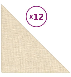 Panneaux muraux 12 pcs Crème 30x30 cm Tissu 0,54 m²