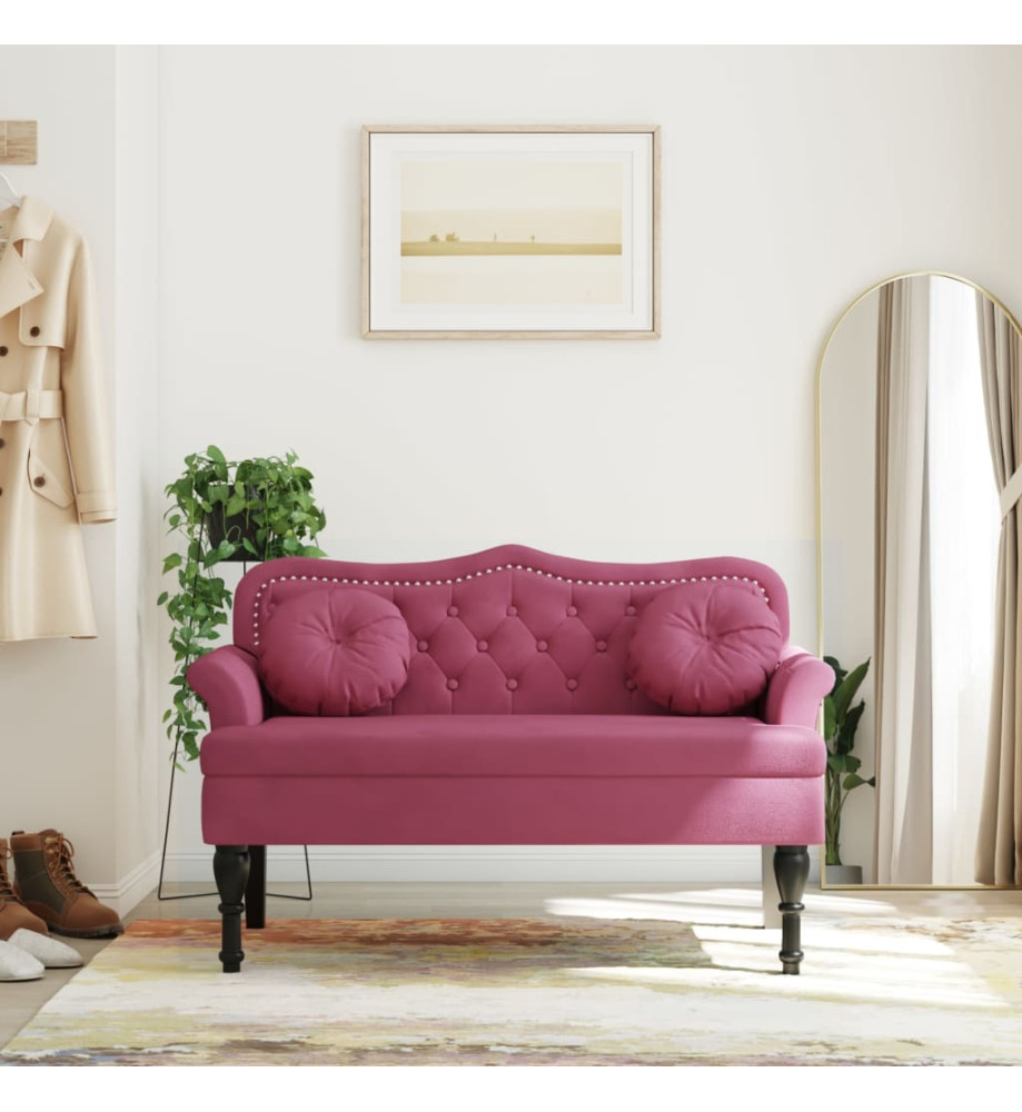 Banc avec coussins bordeaux 120,5x65x75 cm velours