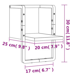 Étagère murale avec barre chêne fumé 20x25x30 cm