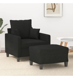 Fauteuil avec repose-pied Noir 60 cm Tissu