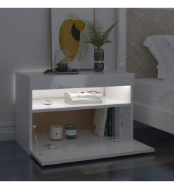Tables de chevet lumières LED 2 pcs blanc brillant 60x35x40 cm
