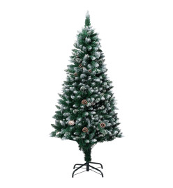 Sapin de Noël avec LED et pommes de pin et neige blanche 150 cm