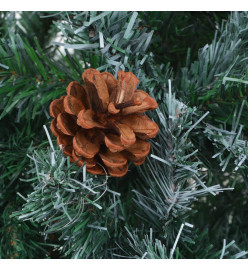 Arbre de Noël givré pré-éclairé et boules pommes de pin 150 cm