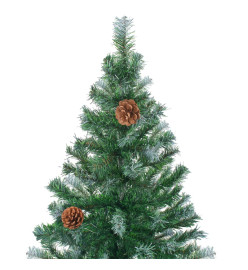 Arbre de Noël givré pré-éclairé et boules pommes de pin 150 cm