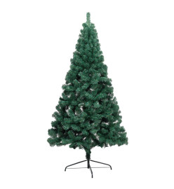 Demi-arbre de Noël artificiel pré-éclairé et boules vert 150 cm