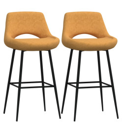 Tabourets de bar lot de 2 marron velours