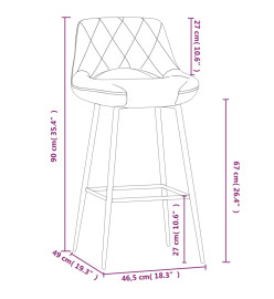 Tabourets de bar lot de 2 marron velours