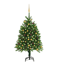 Arbre de Noël artificiel pré-éclairé et boules 120 cm vert