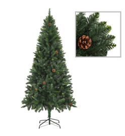 Arbre de Noël artificiel pré-éclairé pommes de pin vert 210 cm