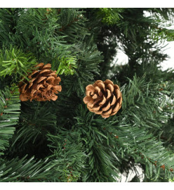 Arbre de Noël artificiel pré-éclairé pommes de pin vert 210 cm