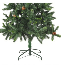 Arbre de Noël artificiel pré-éclairé pommes de pin vert 210 cm