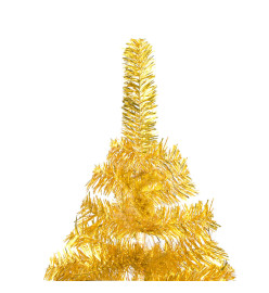 Sapin de Noël artificiel pré-éclairé et support doré 210 cm PET