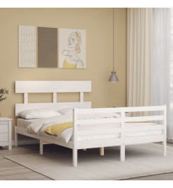 Cadre de lit avec tête de lit blanc 140x200 cm bois massif