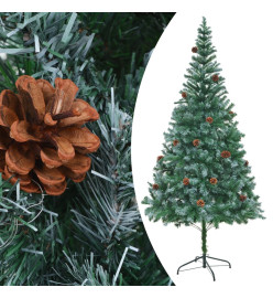 Sapin de Noël artificiel pré-éclairé et pommes de pin 210 cm