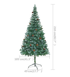 Sapin de Noël artificiel pré-éclairé et pommes de pin 210 cm