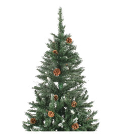 Sapin de Noël artificiel pré-éclairé et pommes de pin 210 cm