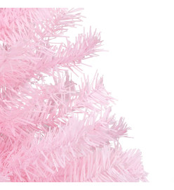 Arbre de Noël artificiel pré-éclairé et boules rose 210 cm PVC