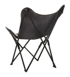 Chaise papillon pliable Noir Cuir véritable