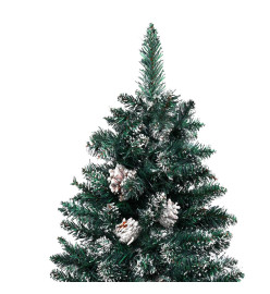 Sapin de Noël mince pré-éclairé bois véritable et neige blanche