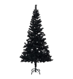 Sapin de Noël artificiel pré-éclairé et support noir 150 cm PVC