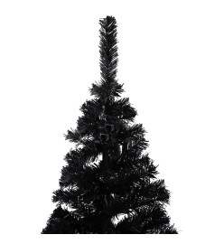 Sapin de Noël artificiel pré-éclairé et support noir 150 cm PVC