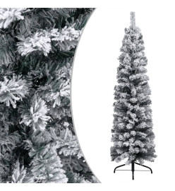 Sapin de Noël mince pré-éclairé flocon de neige vert 240 cm PVC