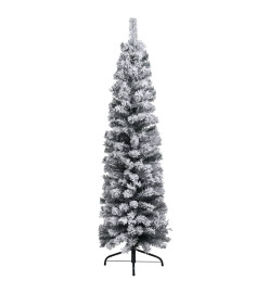 Sapin de Noël mince pré-éclairé flocon de neige vert 240 cm PVC