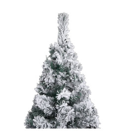 Sapin de Noël mince pré-éclairé flocon de neige vert 240 cm PVC