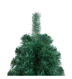 Sapin de Noël artificiel pré-éclairé moitié/support vert 120 cm