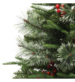 Sapin de Noël pré-éclairé et pommes de pin vert 120cm PVC et PE