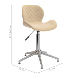 Chaises pivotantes à manger lot de 2 crème velours