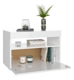 Table de chevet avec lumières LED blanc brillant 60x35x40 cm