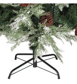 Sapin de Noël pré-éclairé pommes de pin vert blanc 150cm PVC PE