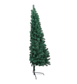 Sapin de Noël artificiel pré-éclairé moitié/support vert 240 cm