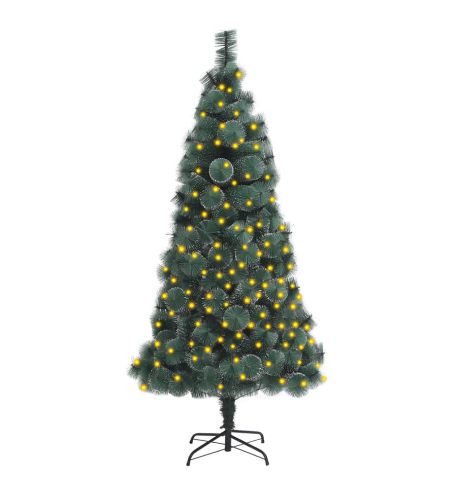 Sapin de Noël artificiel pré-éclairé et support vert 150 cm PET