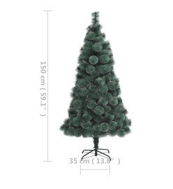 Sapin de Noël artificiel pré-éclairé et support vert 150 cm PET