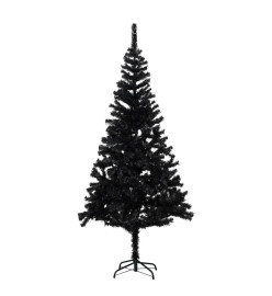 Sapin de Noël artificiel pré-éclairé et support noir 180 cm PVC