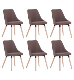 Chaises à manger lot de 6 marron tissu