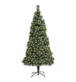 Sapin de Noël artificiel pré-éclairé et support vert 210 cm PET