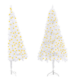 Arbre de Noël artificiel d'angle pré-éclairé blanc 210 cm PVC