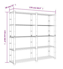 Support de rangement à 5 niveaux gris 170x38x170 cm bois de pin