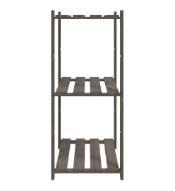 Support de rangement à 3 niveaux gris 80x38x90 cm bois de pin