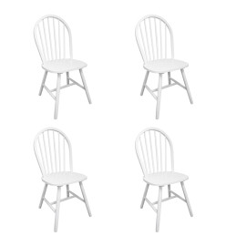 Chaises à manger lot de 4 blanc bois d'hévéa solide