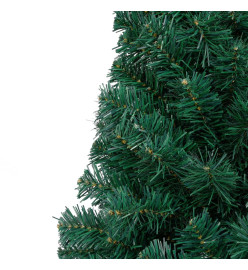 Sapin de Noël artificiel pré-éclairé moitié/support vert 210 cm