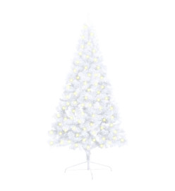 Sapin de Noël artificiel pré-éclairé moitié/support blanc 120cm