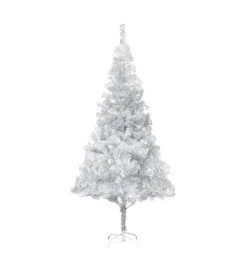 Arbre de Noël artificiel pré-éclairé/boules argenté 210 cm PET